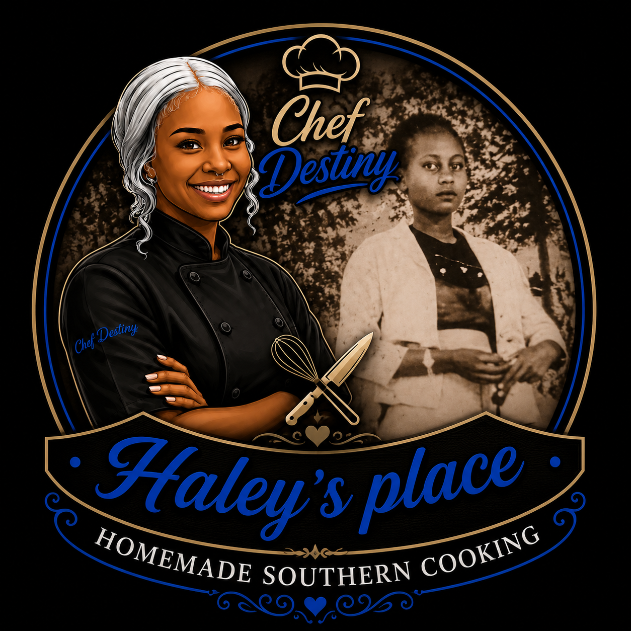Chef Destiny at Haley's Place family heritage logo