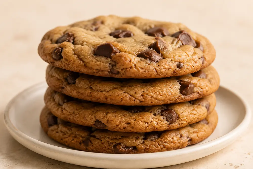 Stack of homemade chocolate-chip cookies